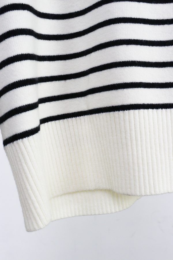 Pullover V-Ausschnitt liniert mit Kragen